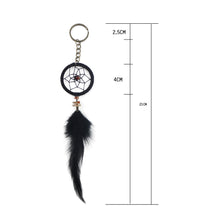 Key Ring Keychain Black Dream Catcher Handmade Handcraft Feather Natural 1STL ELY