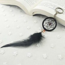 Key Ring Keychain Black Dream Catcher Handmade Handcraft Feather Natural 1STL ELY