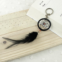 Key Ring Keychain Black Dream Catcher Handmade Handcraft Feather Natural 1STL ELY