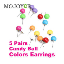 Korean Style 5x Cute Colors Studs Ball Sweet Earrings 1STL ELY