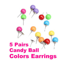 Korean Style 5x Cute Colors Studs Ball Sweet Earrings 1STL ELY