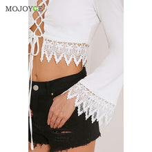 Lace Up White Chiffon Blouse Shirt Women Long Sleeve Casual Cross Chic Women Blouse Blusas Women Tops Blusas y Camisas Mujer ELY