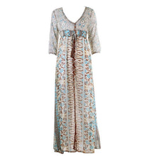 Lady Causal Long Sleeve Women Dress Vestidos De Festa Beach Boho Long Dress Bohemian V Neck Print Dress vestido de festa ELY