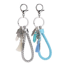 Leather Chain Opal Natural Stone Keychain Women Glowing Rose Quartz Hamsa Hand Dream Catcher Charms Keyring ELY