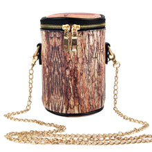 Leather Chain Women Bag Wood Stub Stump Barrel Handbags Bucket Cross Body Bags Women Messenger Bags Bolsa Bolsa Feminina 1STL ELY