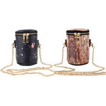 Leather Chain Women Bag Wood Stub Stump Barrel Handbags Bucket Cross Body Bags Women Messenger Bags Bolsa Bolsa Feminina 1STL ELY
