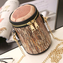 Leather Chain Women Bag Wood Stub Stump Barrel Handbags Bucket Cross Body Bags Women Messenger Bags Bolsa Bolsa Feminina 1STL ELY