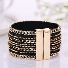 Leather Magnet Buckle Bracelet Multilayer Bohemian Bracelets Jewelry Boho Handmade Bangles 1STL ELY