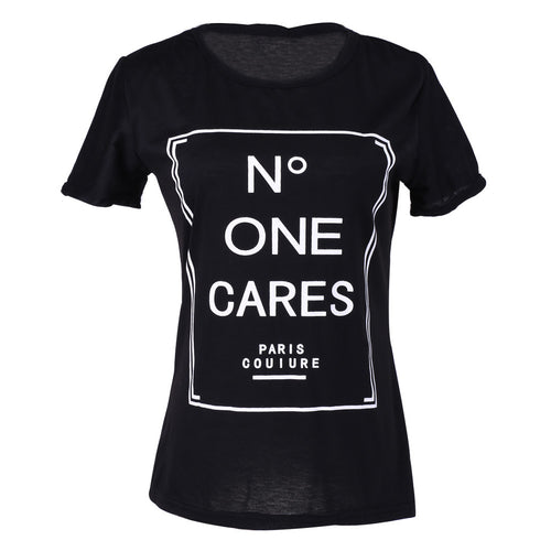 Leisure Letters Printing Women T Shirt Casual O-neck Short Sleeve Tee Tops T shirts Woman Clothes Black White ELY