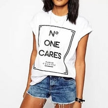 Leisure Letters Printing Women T Shirt Casual O-neck Short Sleeve Tee Tops T shirts Woman Clothes Black White ELY