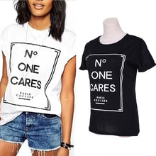 Leisure Letters Printing Women T Shirt Casual O-neck Short Sleeve Tee Tops T shirts Woman Clothes Black White ELY