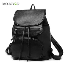 Leisure PU Leather BackpackMulti-Function Classic Backpack Women Schoolbag Black Mochila Feminina School Bags for Teenagers ELY