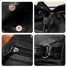 Leisure PU Leather BackpackMulti-Function Classic Backpack Women Schoolbag Black Mochila Feminina School Bags for Teenagers ELY