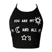 Letter Print Crop Tops Women Print Sleeveless Cropped Feminino Halterneck Tank Tops Vest Black Women Shirt Blusa for 1STL ELY