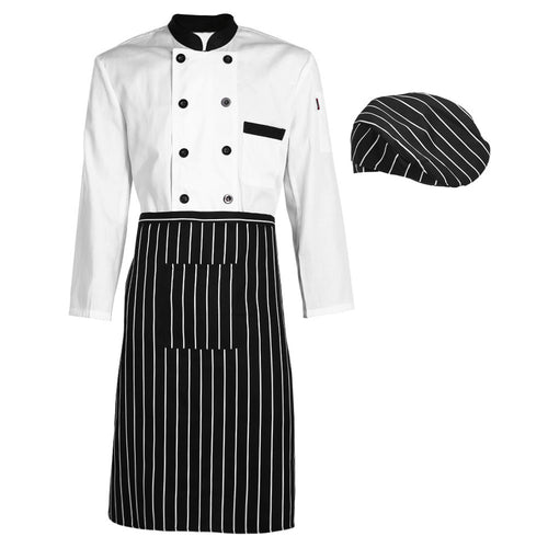 Long Sleeve Kitchen Cooker Working Uniform Chef Waiter Waitress Coat Double Breast Waiter Waitress Suit 1STL ELY