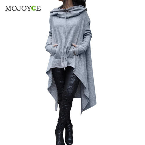 Long Style Women Pullover Hoodies Loose Sweatershirt Women Coat Jumper Rib Fabric Gray Hoodies Women Plus Size ELY