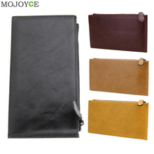 Long Zipper Cow Leather Wallet Purse Detachable Card Slots Pocket Leather Long Slim Men's Wallets Cow Leather Purses ELY