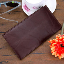 Long Zipper Cow Leather Wallet Purse Detachable Card Slots Pocket Leather Long Slim Men's Wallets Cow Leather Purses ELY