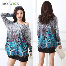 Loose Knitted Cotton Long Tee Shirt Women Colorful Print Blusa Plus Size Long-Sleeved Shirt Crop Top Women Tops ELY