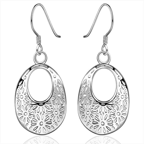 silver earing silver plated jewelry hollow flower earrings 581 ELY