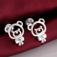 silver plated earing jewelry bear lovely stud earring 544 ELY