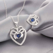 silver jewelry sets butterfly xuan heart necklace+ring ruby jewelry FSPS 2 ELY