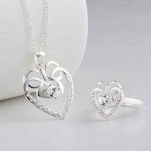 silver jewelry sets butterfly xuan heart necklace+ring ruby jewelry FSPS 2 ELY