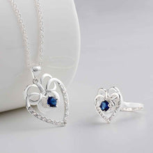 silver jewelry sets butterfly xuan heart necklace+ring ruby jewelry FSPS 2 ELY