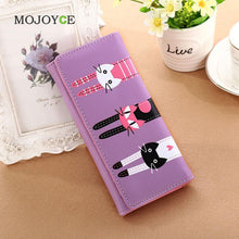 Lovely Candy Color PU Leather Wallet Women Cartoon Cat Printed Portfolio Wallet Women Luxury Brand Clutch Purse Card Holde 1STL ELY