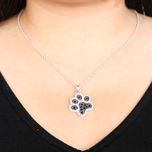 Lovely Dog Paw Prints Pendant Necklace Rhinestone Silver Plate Black White Necklace Women Chain Nacklaces Jewelry ELY