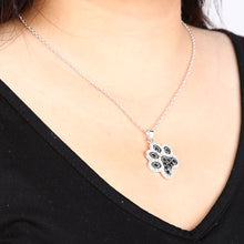 Lovely Dog Paw Prints Pendant Necklace Rhinestone Silver Plate Black White Necklace Women Chain Nacklaces Jewelry ELY
