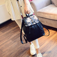 Lovely Floral Printing Leather Backpack Women Mochila Vintage School Bags for Teenagers Travel Mochila Feminina Bolsa 1STL ELY