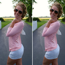 Lovely Pink Women Back Bowknot T Shirt Round Neck 3/4 Sleeve Backless Shirt Sexy Tops 1STL ELY