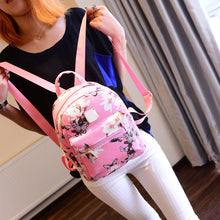 Lovely Women Floral Printing Backpack PU Leather Travel School Bag for Teenagers Backpacks Women Mochila Feminina ELY