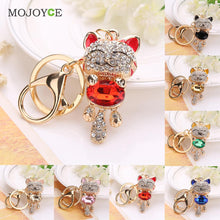 Lucky Smile Cat Crystal Keyrings Purse Bag Car Keychains Jewelry Rhinestone Key Ring 1STL ELY