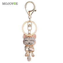 Lucky Smile Cat Crystal Keyrings Purse Bag Car Keychains Jewelry Rhinestone Key Ring 1STL ELY