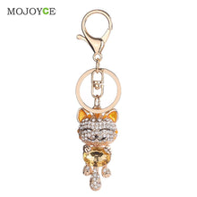 Lucky Smile Cat Crystal Keyrings Purse Bag Car Keychains Jewelry Rhinestone Key Ring 1STL ELY