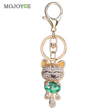 Lucky Smile Cat Crystal Keyrings Purse Bag Car Keychains Jewelry Rhinestone Key Ring 1STL ELY