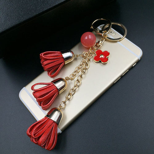 Luxurious Leather Tassels Bag Hanging With Bow Key Chains Alloy Key Ring Keychains Jewelry For Bags Car Pendant Ornaments 1STL ELY