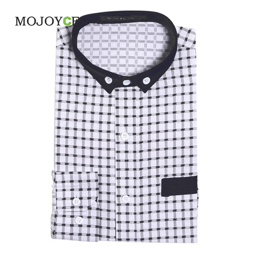 Luxury Mens Stylish Slim Fit Shirts Long Sleeve Formal Dress Shirt Plaid Print Shirts Blusas Brand Clothing Camisas ELY