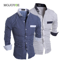 Luxury Mens Stylish Slim Fit Shirts Long Sleeve Formal Dress Shirt Plaid Print Shirts Blusas Brand Clothing Camisas ELY
