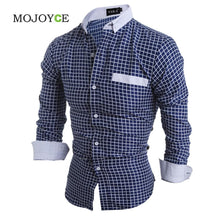 Luxury Mens Stylish Slim Fit Shirts Long Sleeve Formal Dress Shirt Plaid Print Shirts Blusas Brand Clothing Camisas ELY