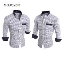 Luxury Mens Stylish Slim Fit Shirts Long Sleeve Formal Dress Shirt Plaid Print Shirts Blusas Brand Clothing Camisas ELY