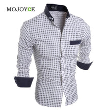 Luxury Mens Stylish Slim Fit Shirts Long Sleeve Formal Dress Shirt Plaid Print Shirts Blusas Brand Clothing Camisas ELY