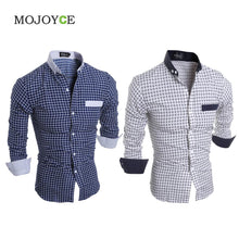 Luxury Mens Stylish Slim Fit Shirts Long Sleeve Formal Dress Shirt Plaid Print Shirts Blusas Brand Clothing Camisas ELY