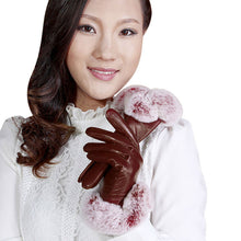 Luxury Warm PU Leather Gloves Women Rabbit Fur Touch Screen Gloves One Size Women Gloves Hand Warmer Christmas Gift ELY