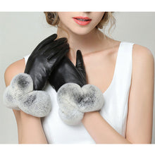 Luxury Warm PU Leather Gloves Women Rabbit Fur Touch Screen Gloves One Size Women Gloves Hand Warmer Christmas Gift ELY