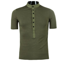 Men Style Solid Color Stand Collar Short Sleeve T-Shirt Classic Slim Fit Tee T-shirt Mens Tops M-2XL1STL ELY