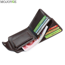 Men's Leather Cowhide Bifold Wallet ID Credit Card Holder Men Purses Credit Cards Coin Pocket carteira masculina ELY