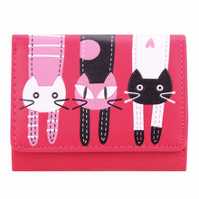 Mini Women Purse Lovely Cats Print Bifold Leather Wallet Card Holder Purse Zipper Multiple Cards Holder Embossed PU Holder ELY